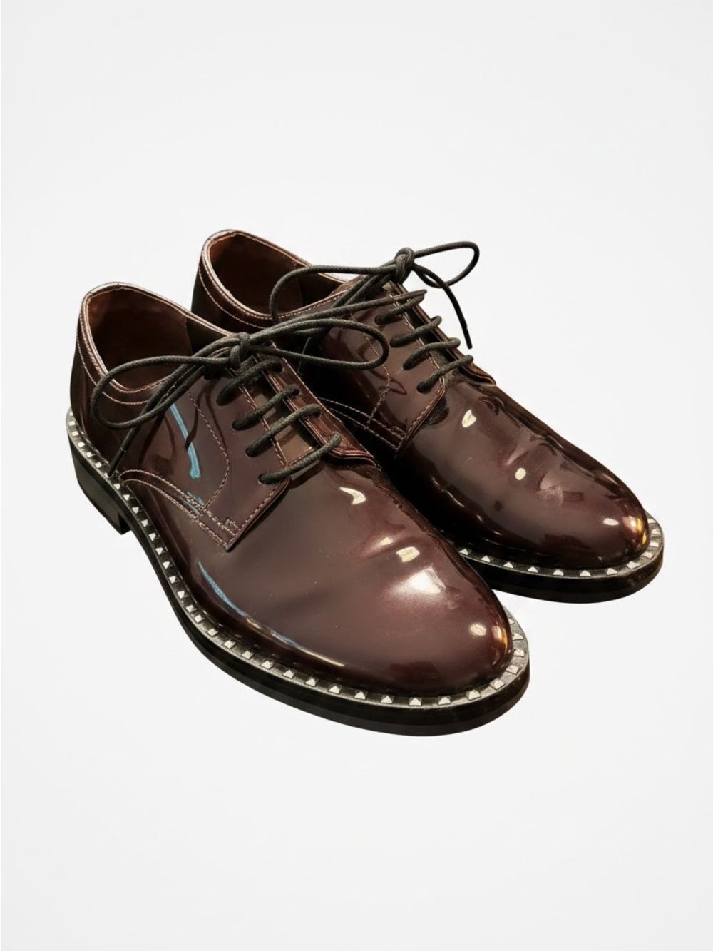 Ash Wilco Bordeaux Cabir Oxfords Metallic Patent Leather Studded EU 39